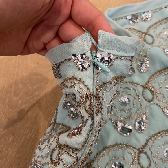 English Rose Mint Colored Beaded Mini Skirt - Picture 2 of 5